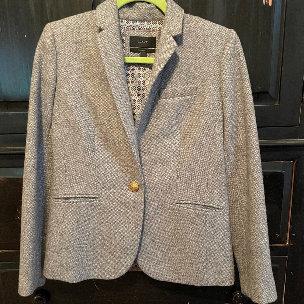 J. Crew Campbell tweed gray blazer